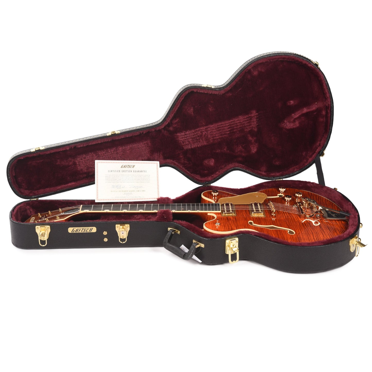 Gretsch Broadkaster LX Figured Center Block Bourbon Stain Gold Hardware w/String-Thru Bigsby