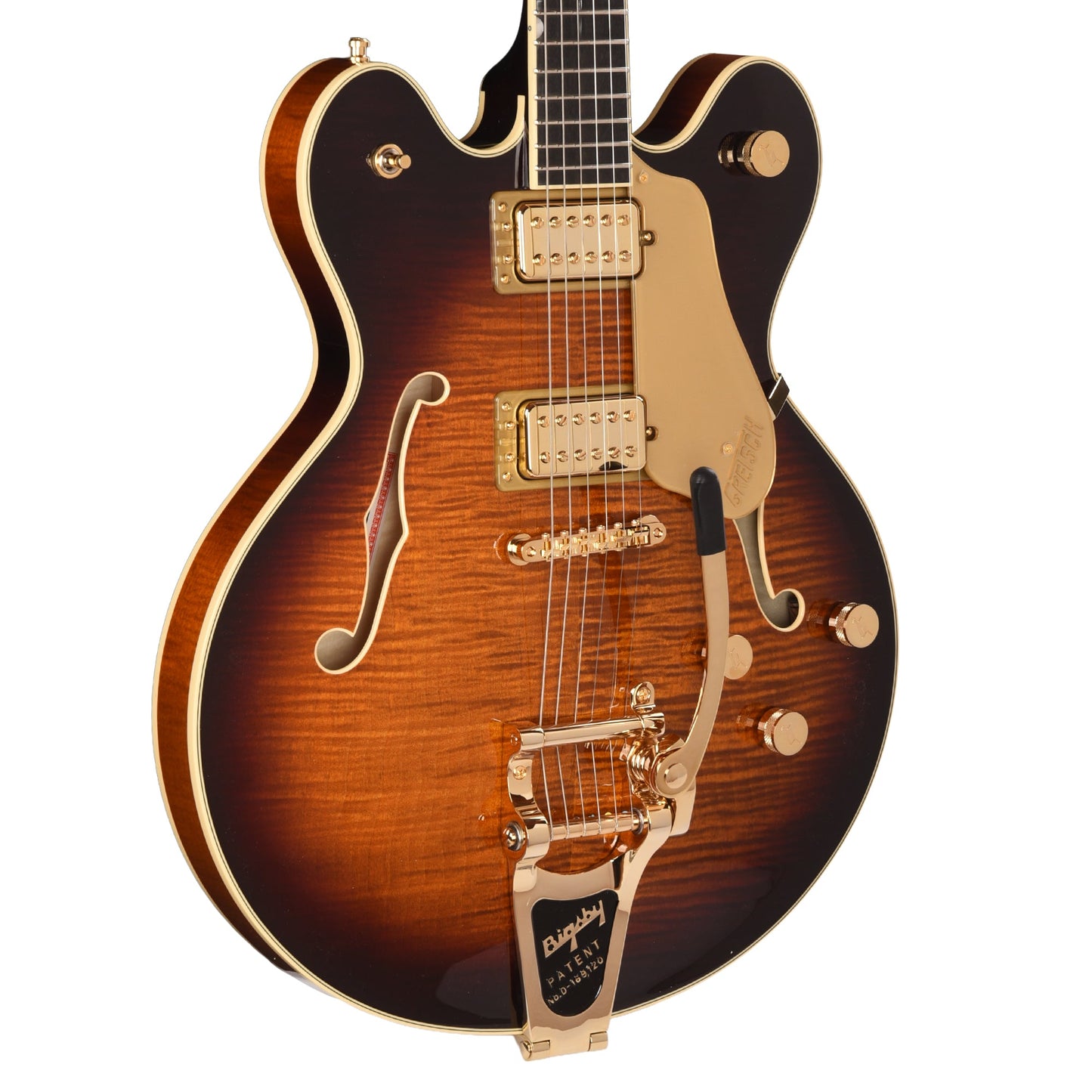 Gretsch Broadkaster LX Figured Center Block Havana Burst Gold Hardware w/String-Thru Bigsby