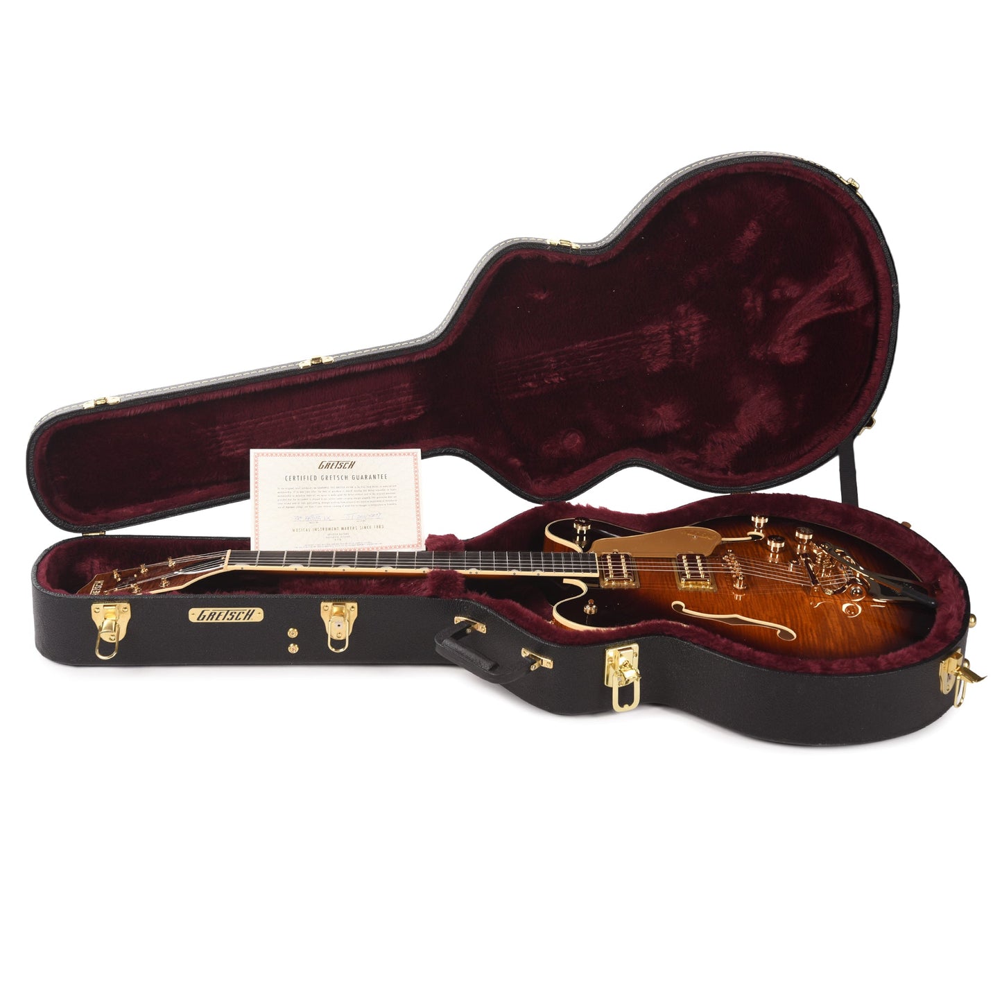 Gretsch Broadkaster LX Figured Center Block Havana Burst Gold Hardware w/String-Thru Bigsby