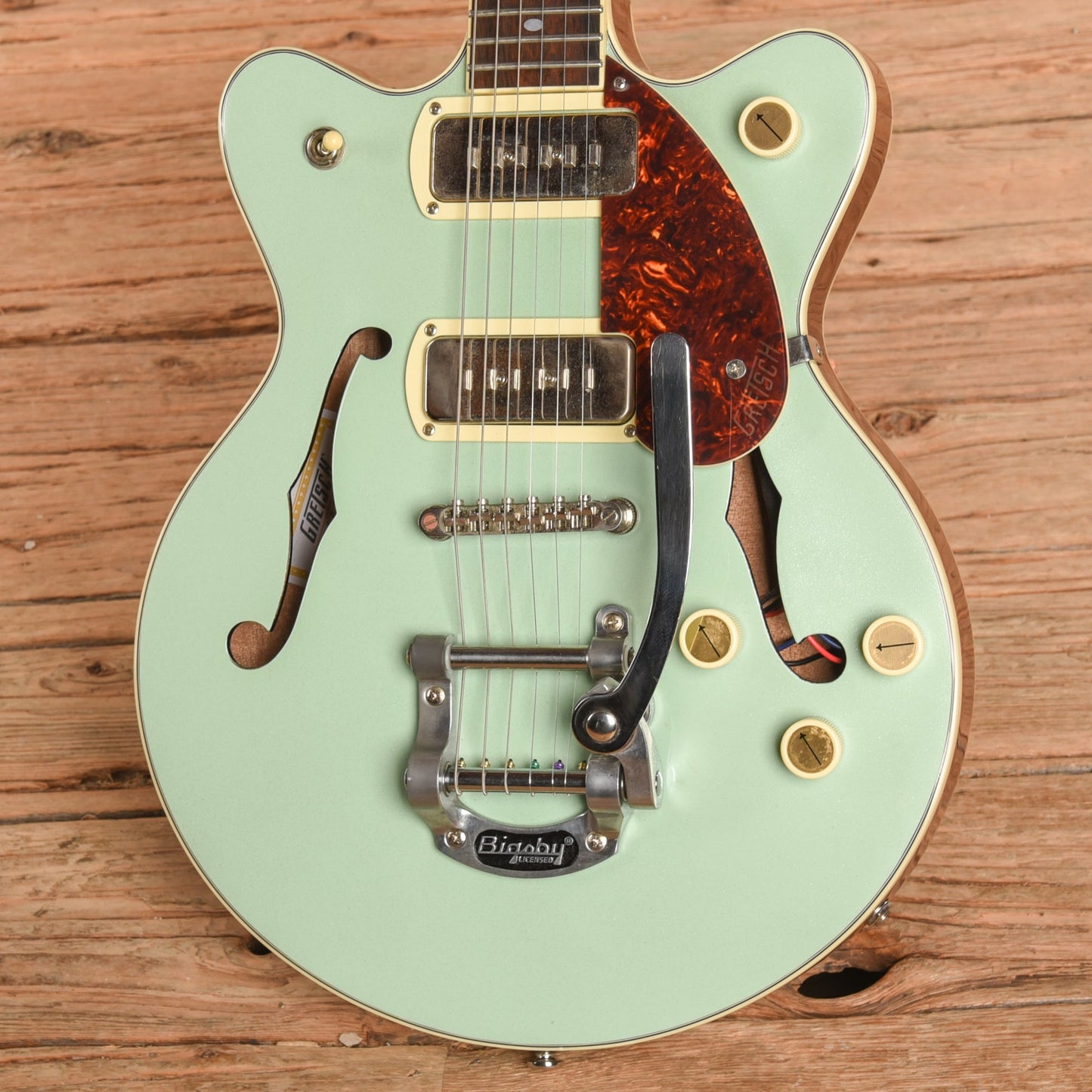 Gretsch G2655T-P90 Streamliner Center Block Double Cutaway with Bigsby Two-Tone Mint Metallic and Vintage Mahogany Stain 2021