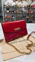 Louis Vuitton Red Pomme DAmour Monogram Vernis Bel Air Pochette, 7.5 x 5.5 x 1.4