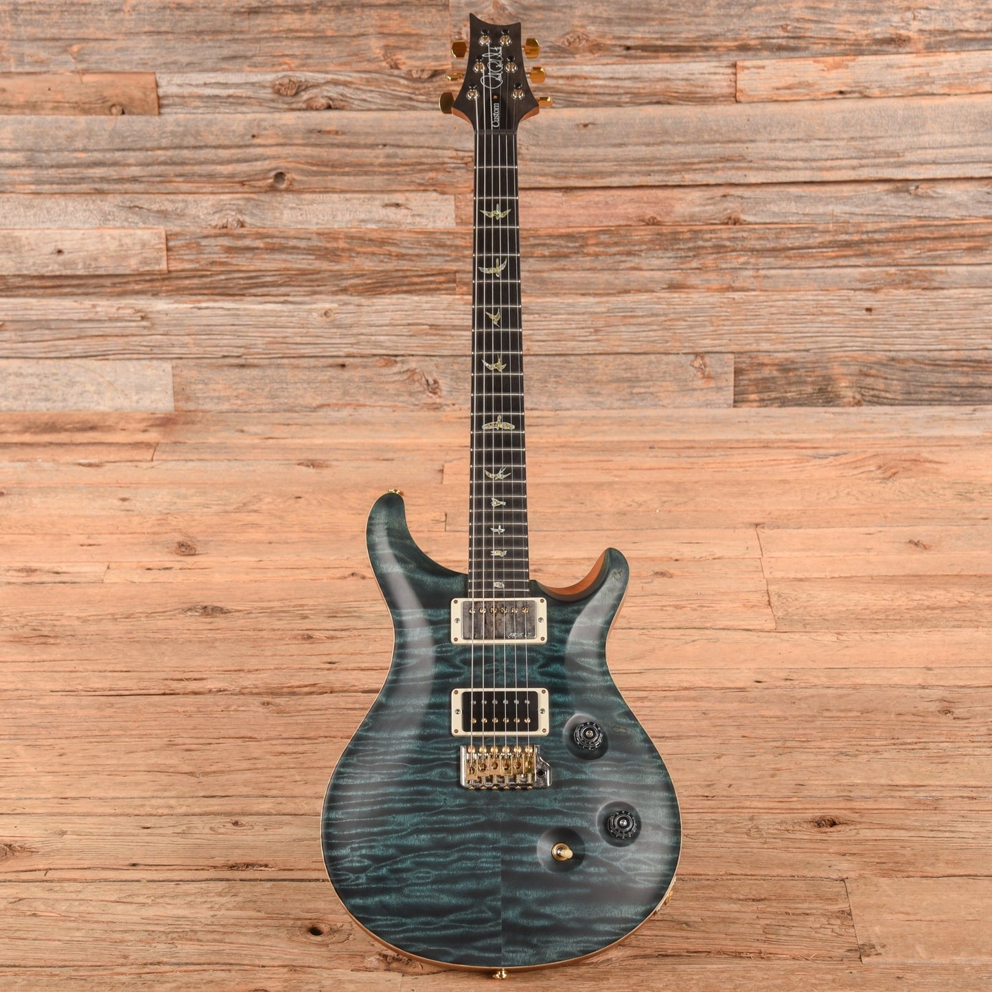 PRS Wood Library Custom 24 Fatback 10-Top Slate Blue Satin 2016