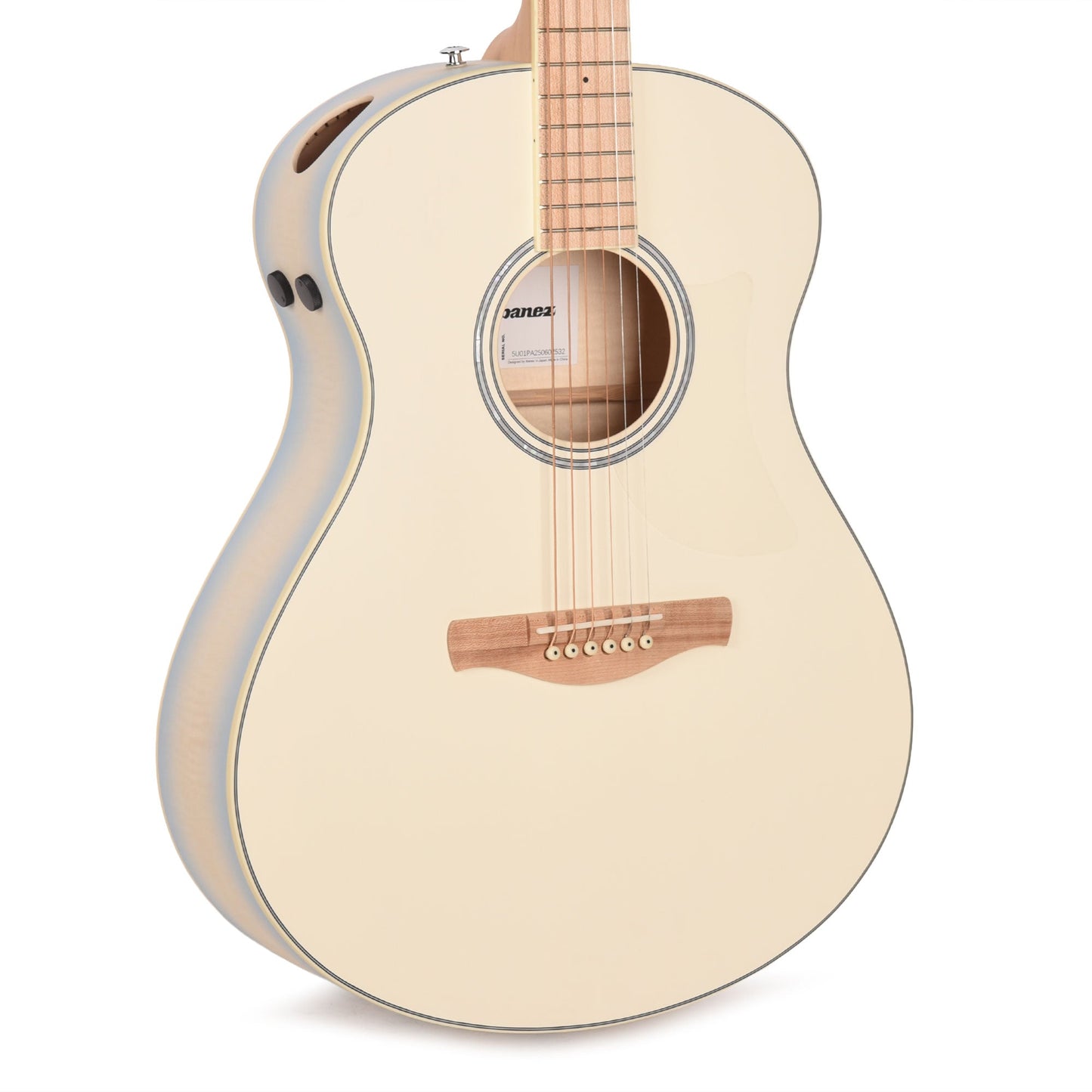 Ibanez AAM370M2EAIB Acoustic Electric Guitar Transparent Antique White Ice Blue Open Pore