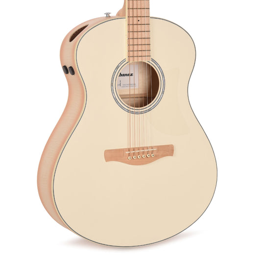 Ibanez AAM370M2EAPF Acoustic Electric Guitar Transparent Antique White Peach Fuzz Open Pore