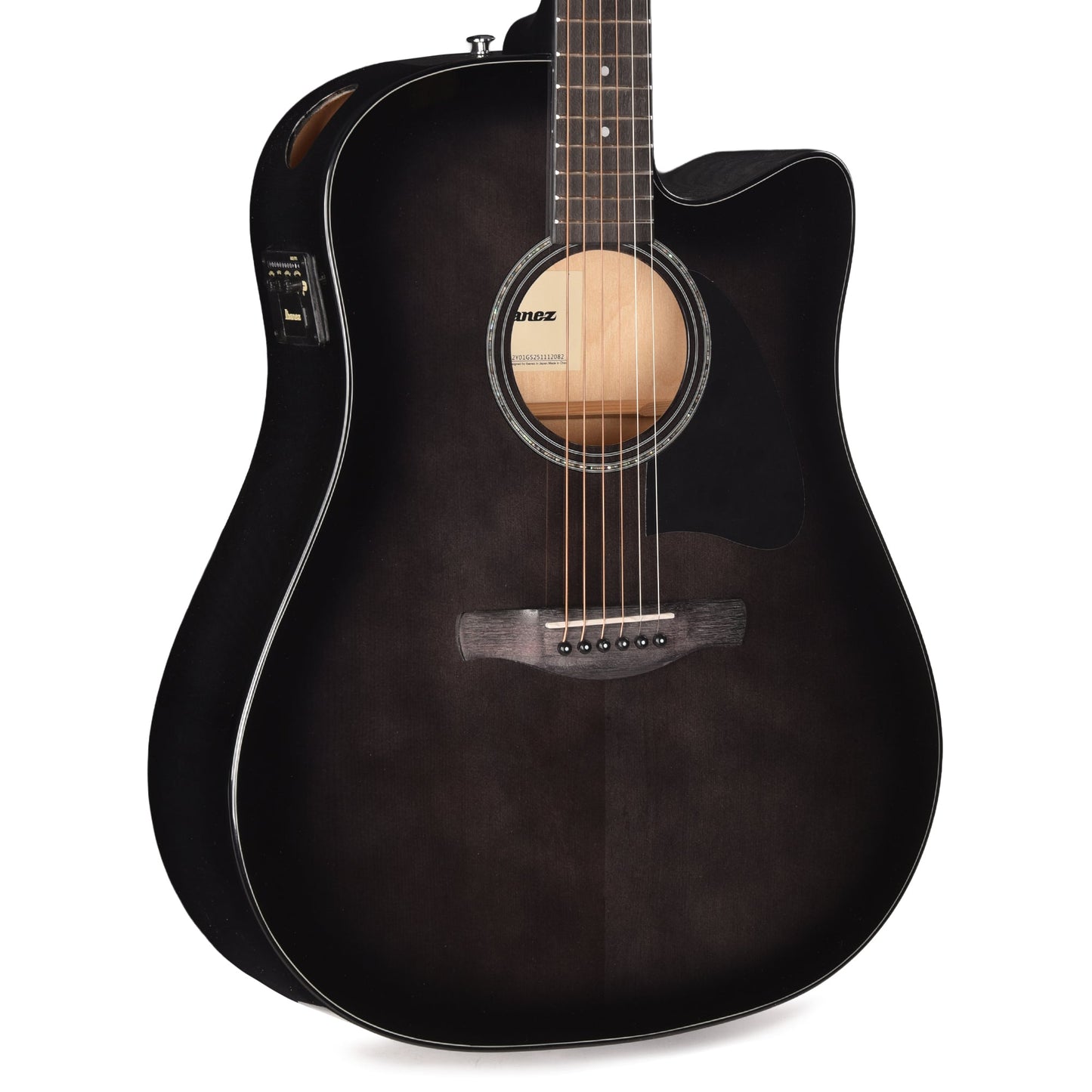 Ibanez AAD77CETKS Grand Dreadnought Acoustic-Electric Guitar Transparent Black Sunburst High Gloss
