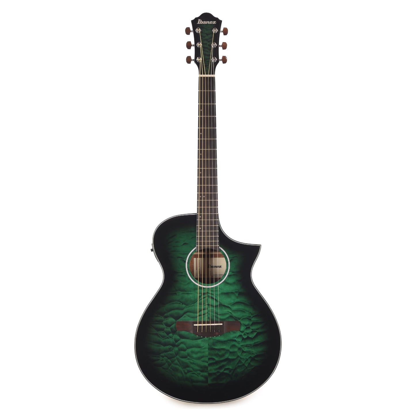 Ibanez AEWC16QATEH AEWC Acoustic-Electric Guitar Transparent Emerald Burst High Gloss