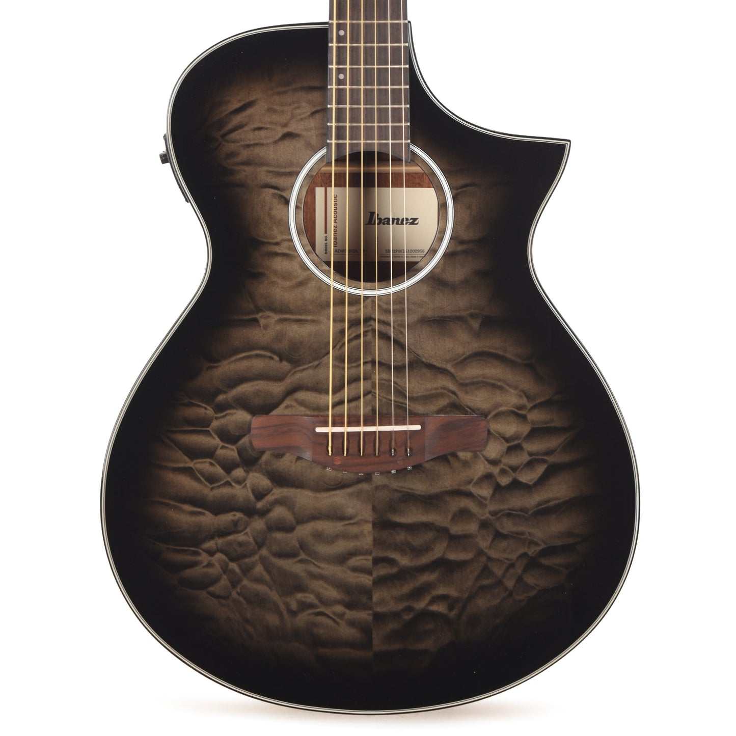 Ibanez AEWC16QATKH AEWC Acoustic-Electric Guitar Transparent Black Sunburst High Gloss