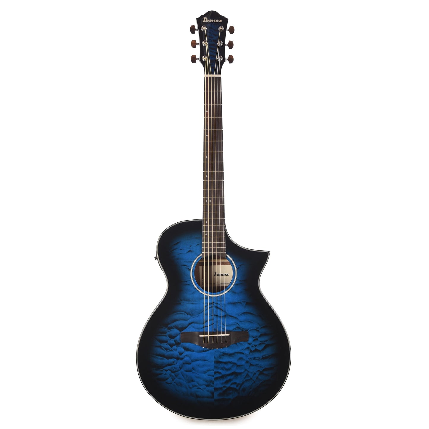 Ibanez AEWC16QATLH AEWC Acoustic-Electric Guitar Transparent Blue Sunburst High Gloss
