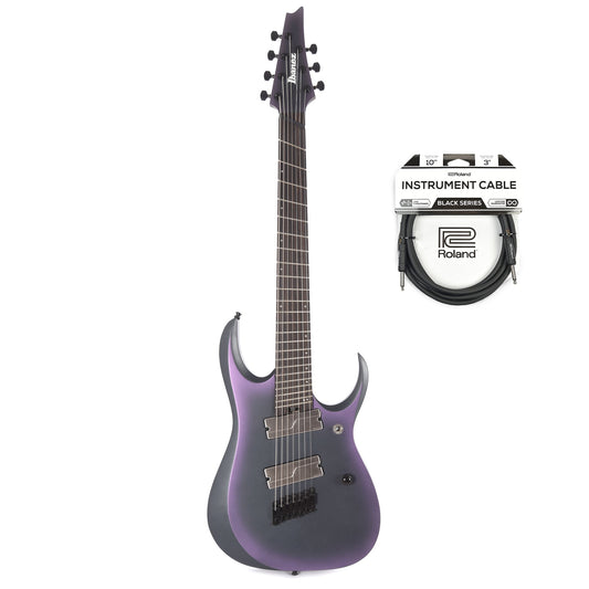 Ibanez RGD71ALMS RGD Axion Label 7-String Multi Scale Black Aurora Burst Matte w/Fishman Fluence Pickups and (1) Cable Bundle