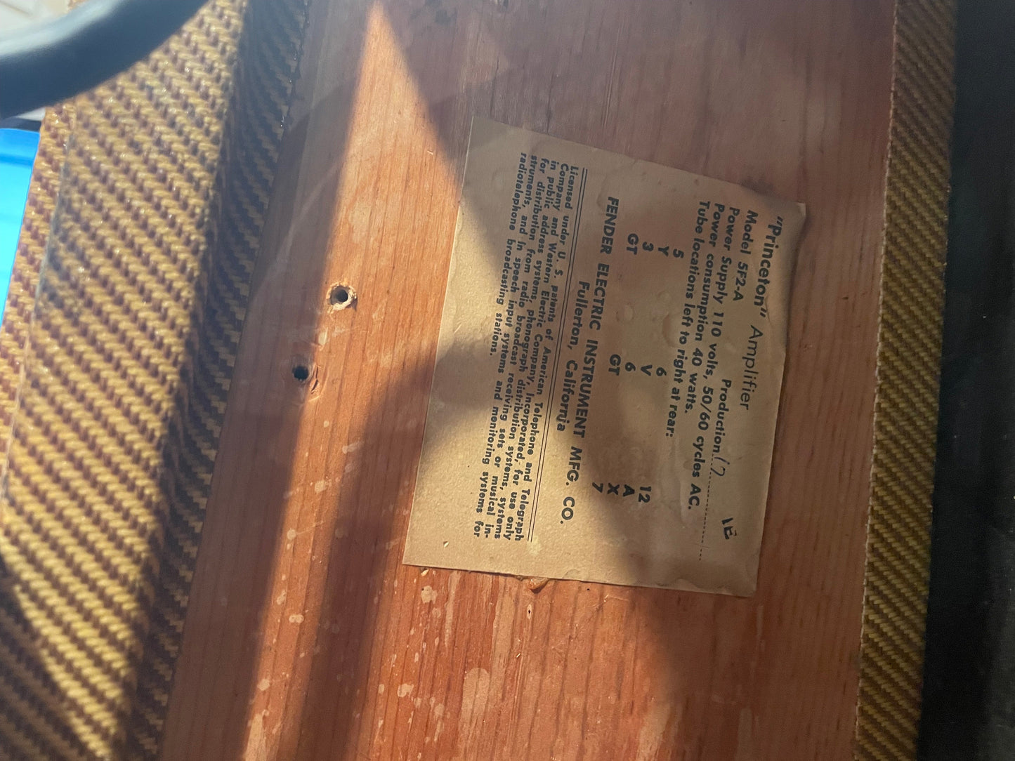 Fender Princeton Tweed SF2A 1959 - John Oates