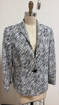 Jones Studio White/Black Cuffed Sleeve Blazer Jacket, 16