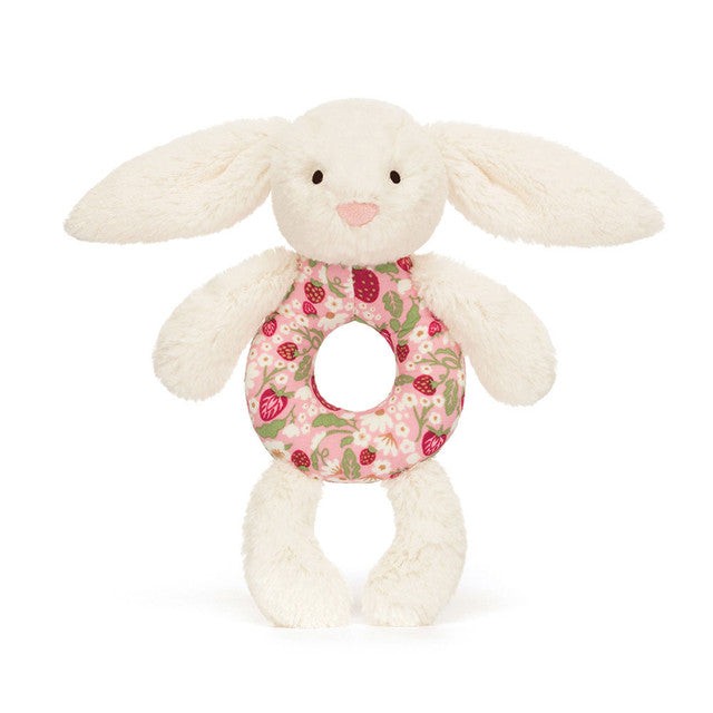 Jellycat Blossom Cream Bunny 'Berry' Ring Rattle 害羞奶油「野莓碎花」兔子搖鈴