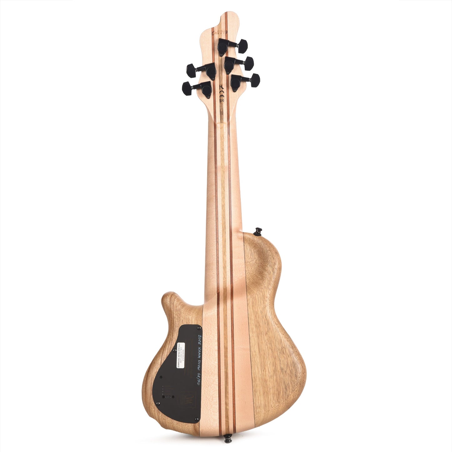 Mayones Cali 5 3A Flame Maple/Black Limba Custom Purple Partial Fretless (Displayed at NAMM 2026)