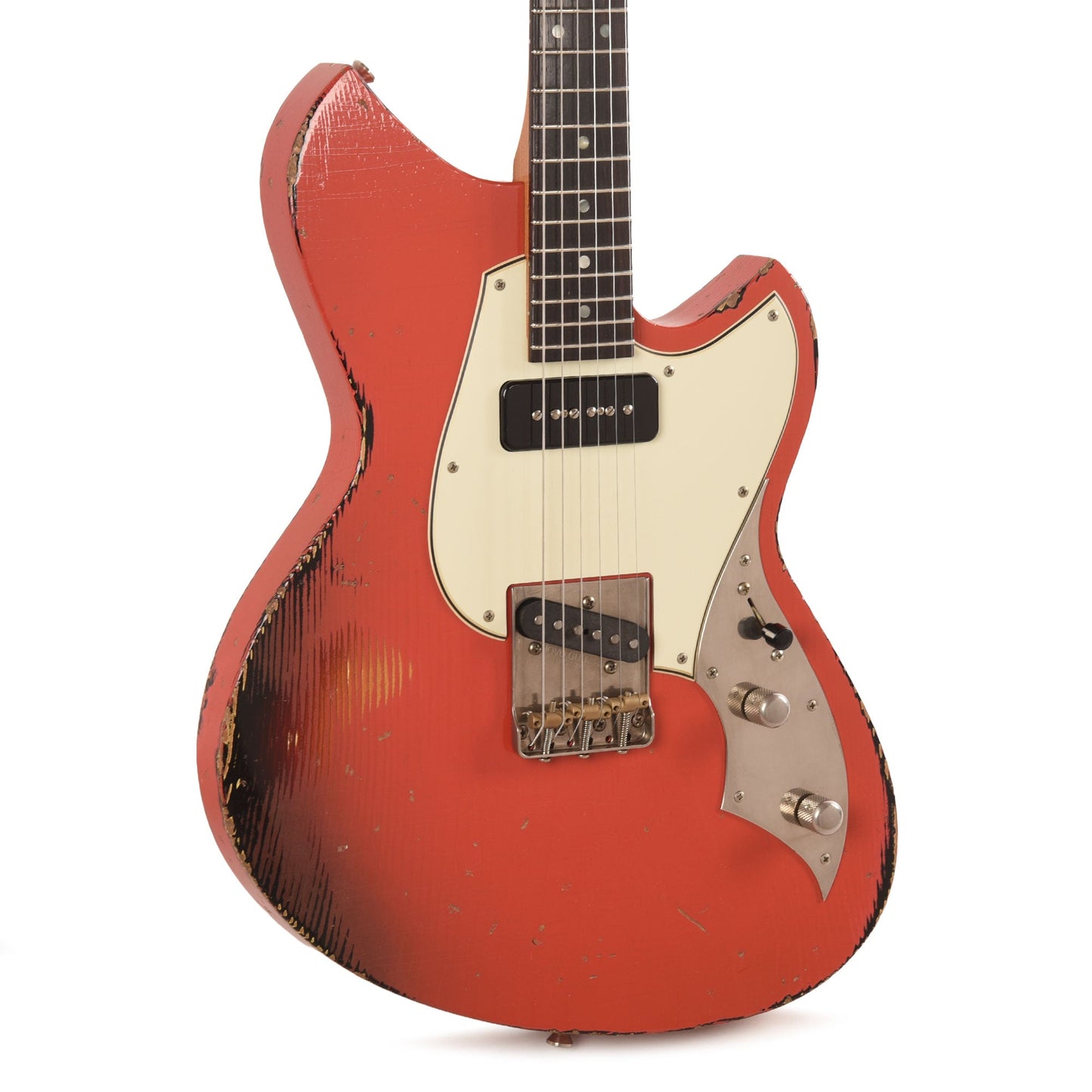 Novo Dealer Limited Serus T Fiesta Red over '64 3-Tone Burst Medium Distress w/Fralin High Output Tele Pickups