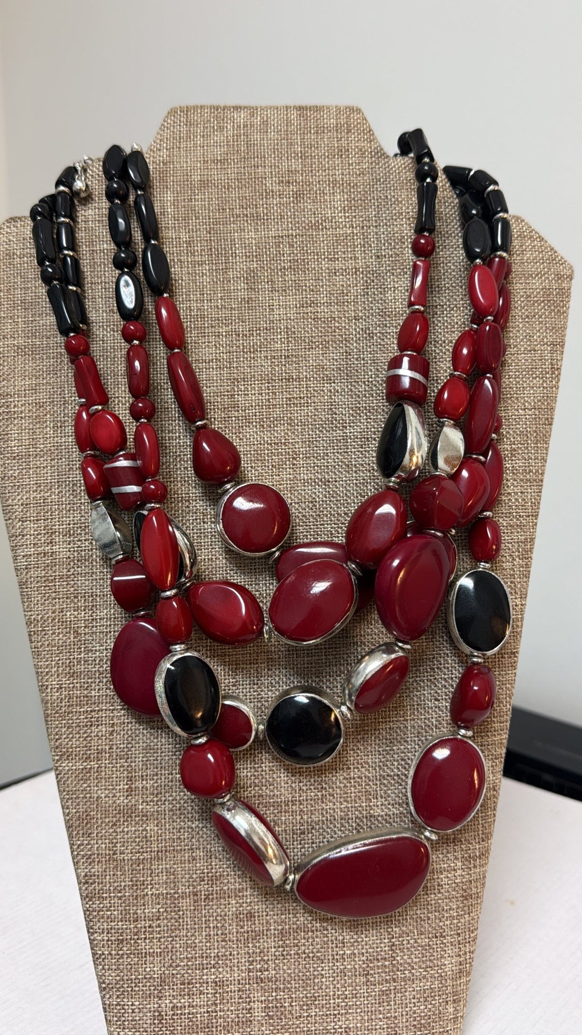 Chico's Red/Black/Silver Necklace