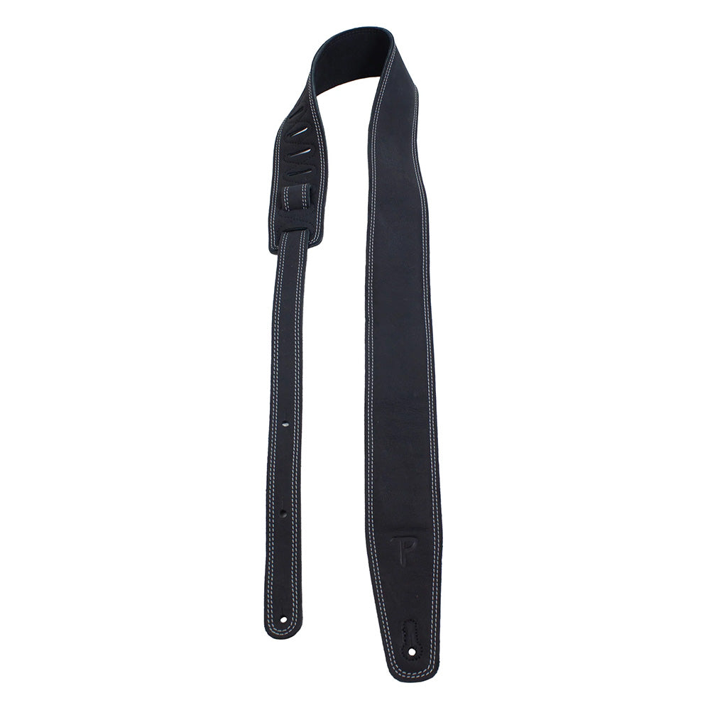 Perri's Moto Series Double Stitched Padded Leather 2.5" Matte Black Guitar Strap