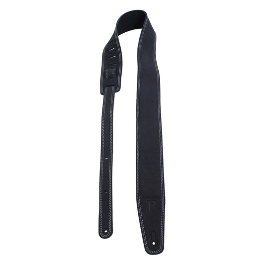 Perri's Moto Series Double Stitched Padded Leather 2.5" Matte Black Guitar Strap