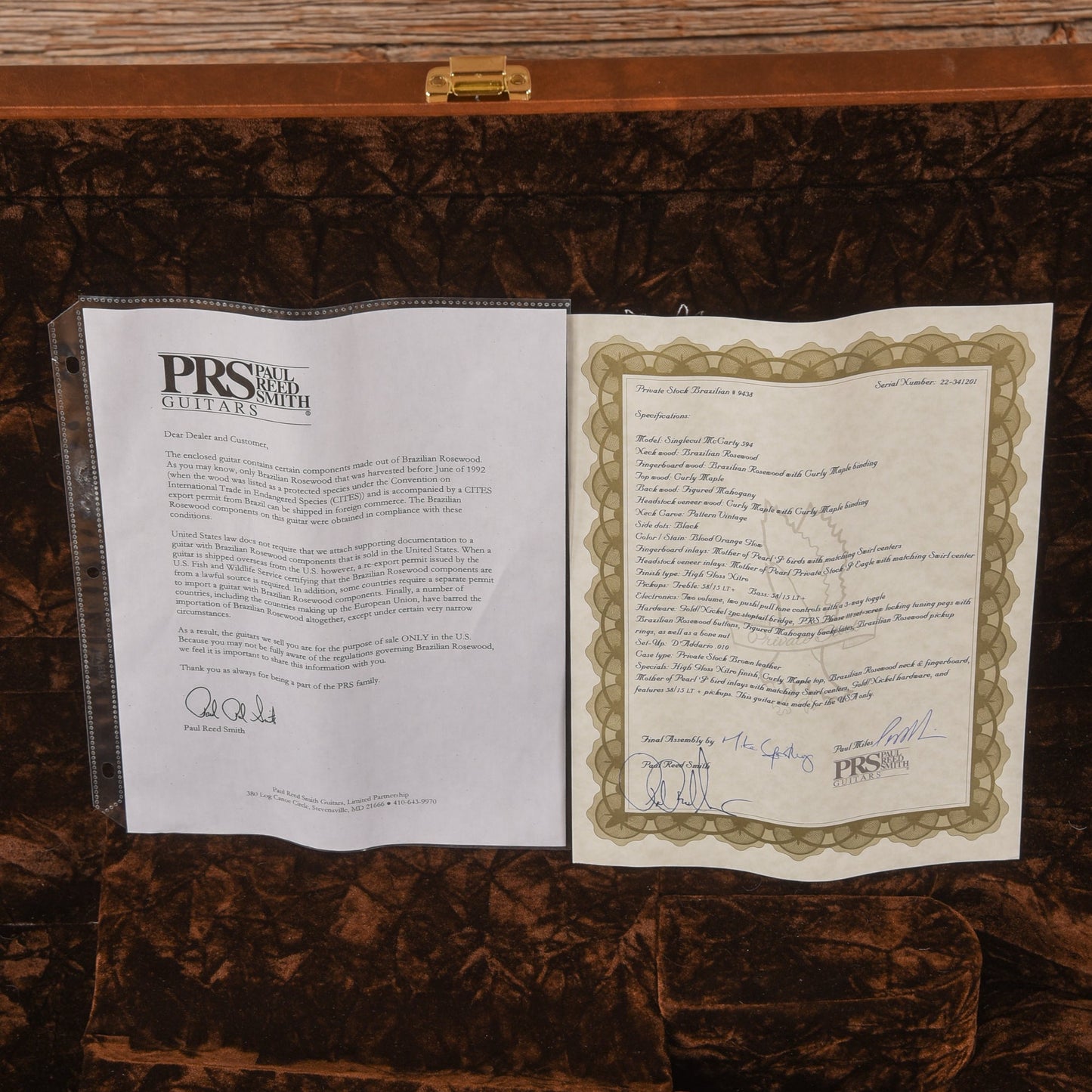 PRS Private Stock #9438 McCarty 594 Singlecut w/Brazilian Rosewood Neck Blood Orange Glow