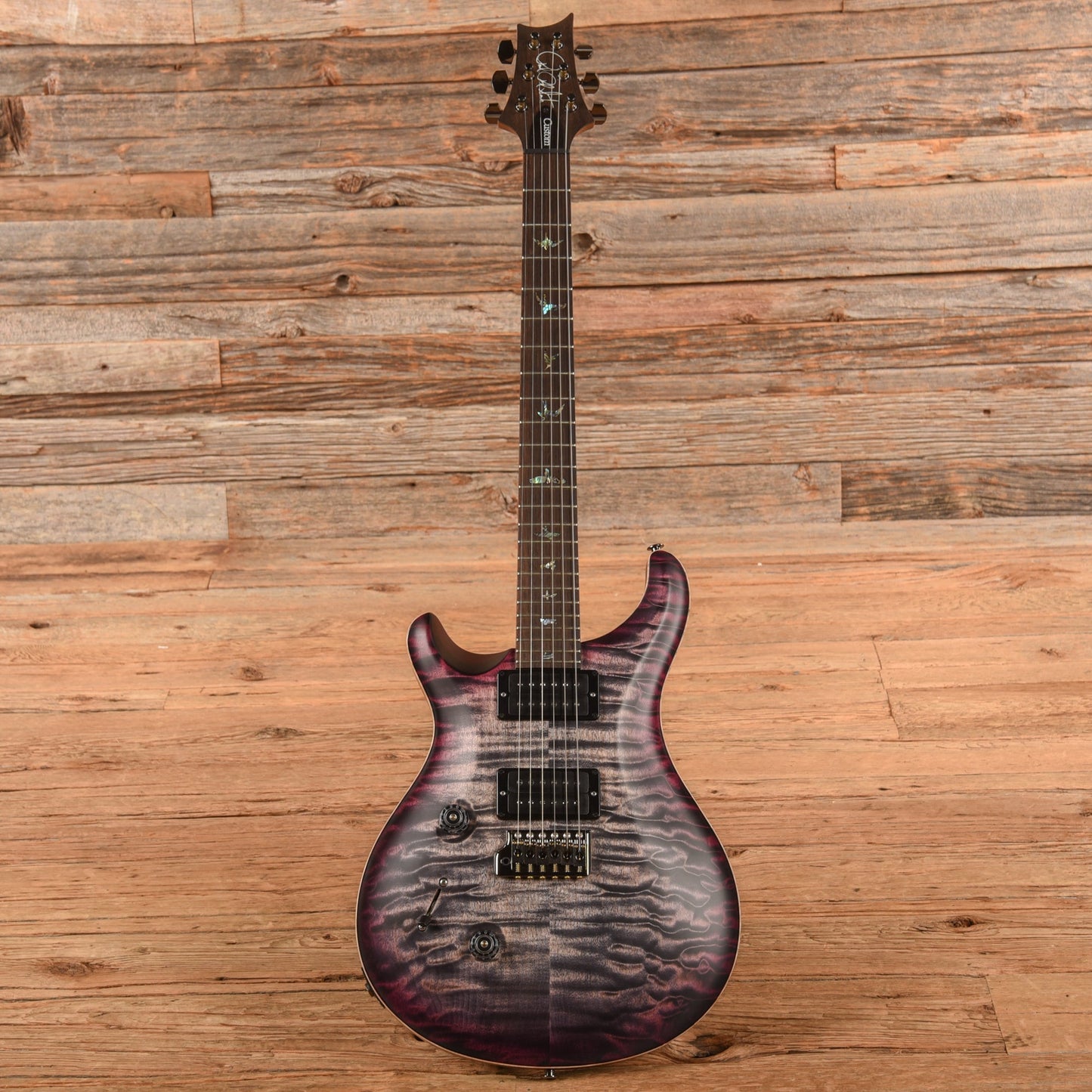 PRS Wood Library Custom 24 10-Top Satin w/Brazilian Rosewood Fretboard Purple Burst 2023 LEFTY
