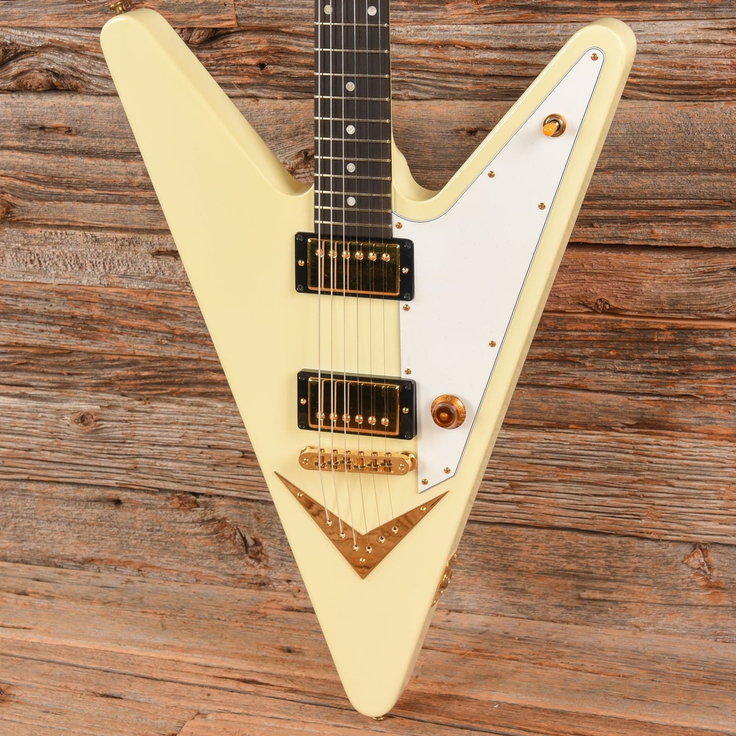 Gibson Reverse Flying V White - Dave Amato of REO Speedwagon