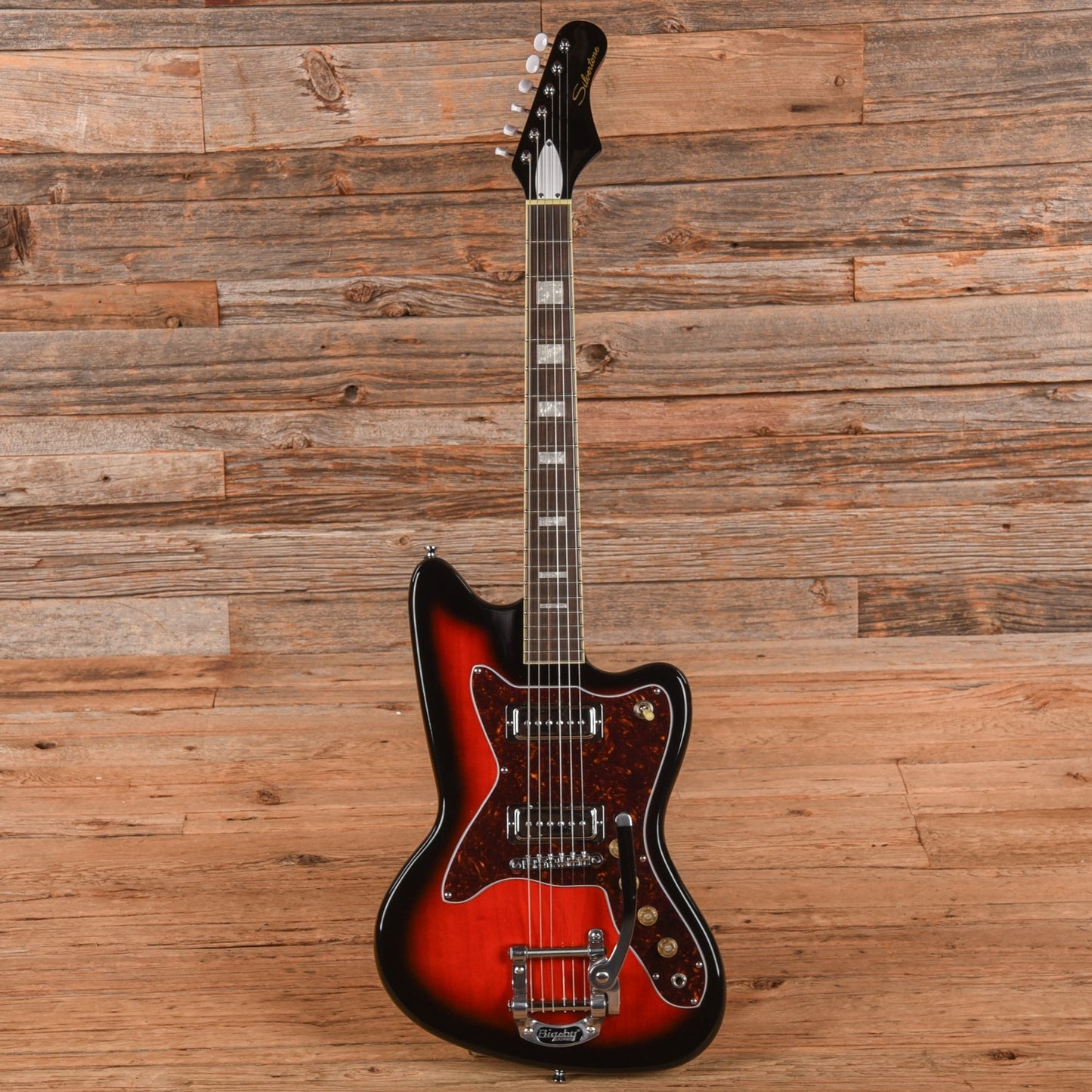 Silvertone 1478 Silhouette Red Silver Flake Burst