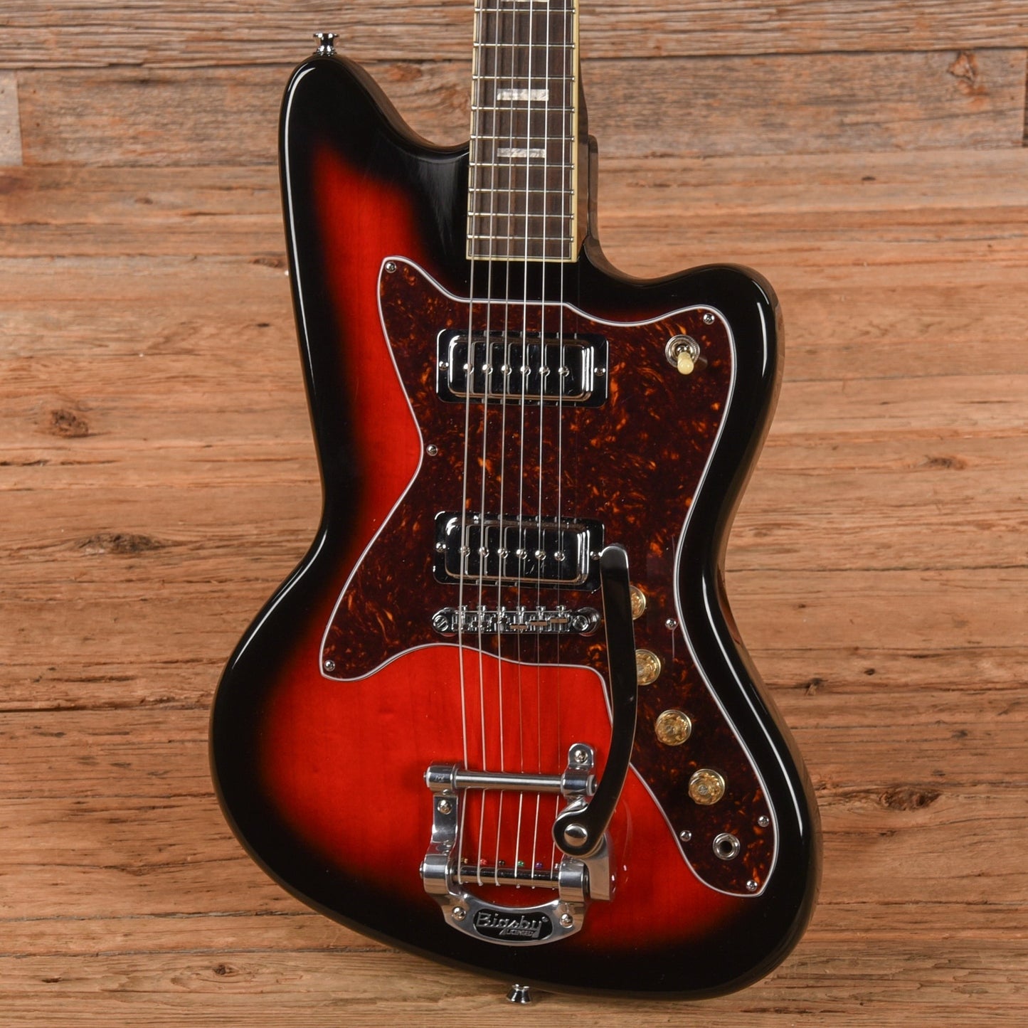 Silvertone 1478 Silhouette Red Silver Flake Burst