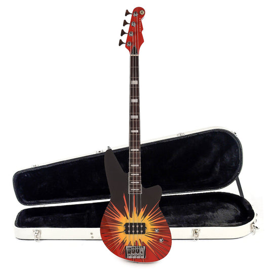 Reverend Greg Norton UltraBomb Graphic Bass Guitar and Teardrop Two Tone Case Bundle