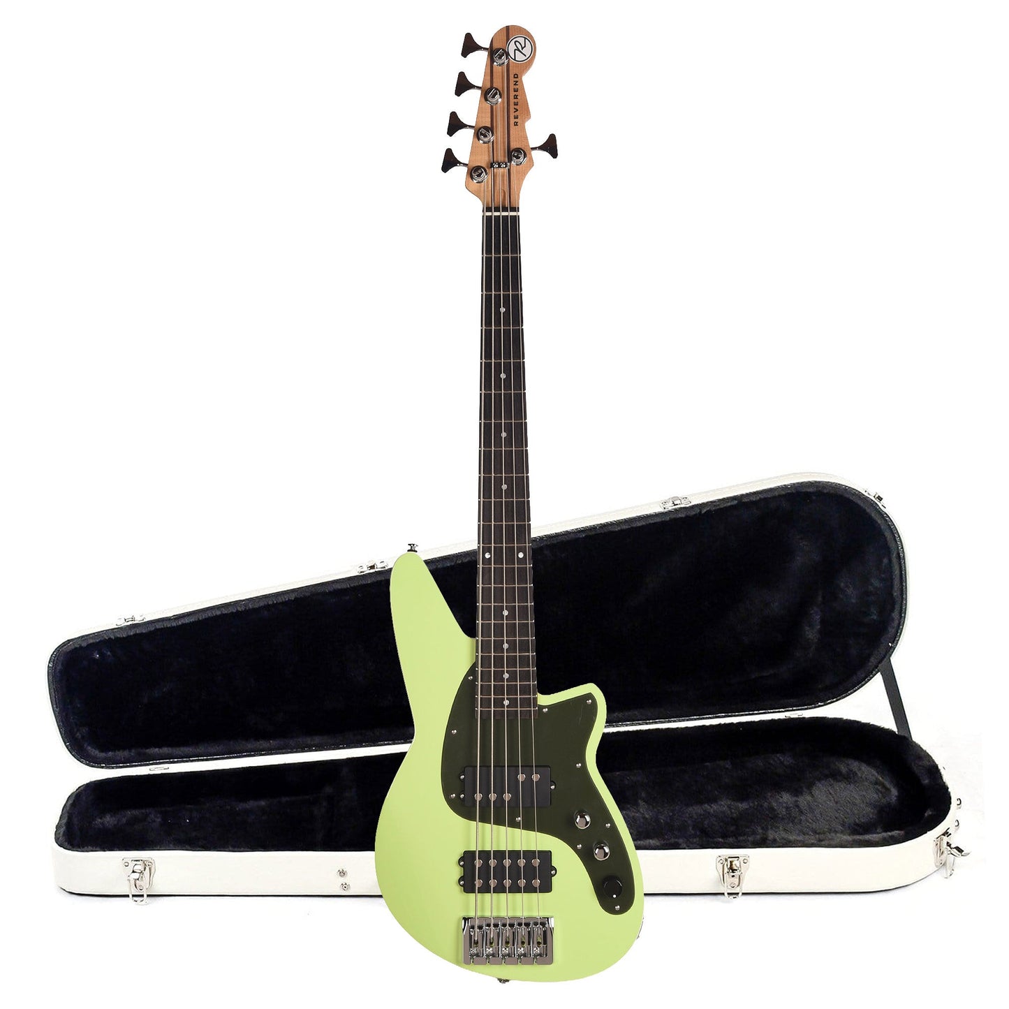Reverend Mercalli 5 5-String Bass Guitar Citrus Cream and Teardrop Two Tone Case Bundle