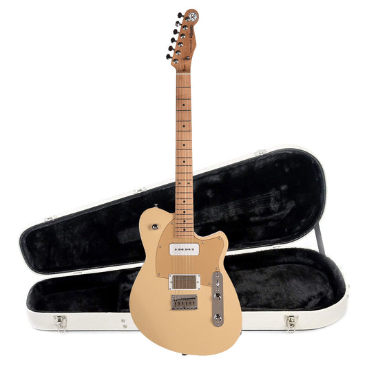 Reverend Charger H90 Electric Guitar Sandstone and Teardrop Two Tone Case Bundle