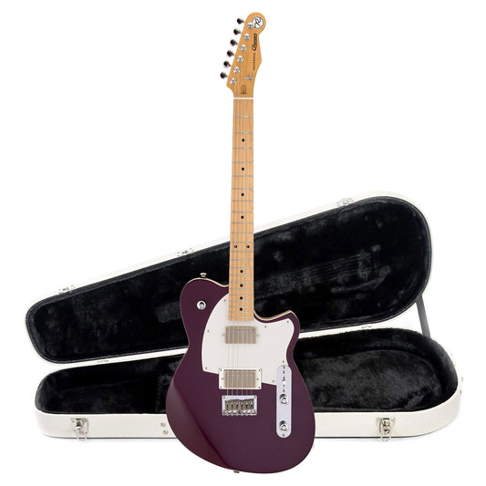 Reverend Charger HH Electric Guitar Purple Punch and Teardrop Two Tone Case Bundle