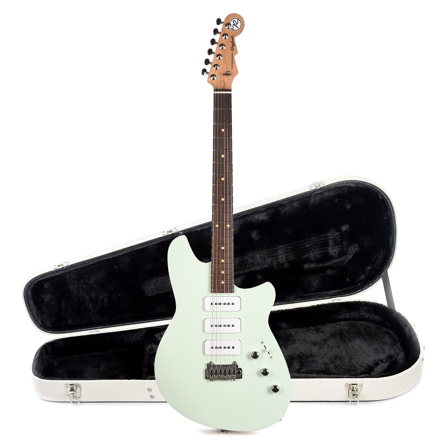 Reverend Kingbolt 390 Electric Guitar Iconic Blue and Teardrop Two Tone Case Bundle