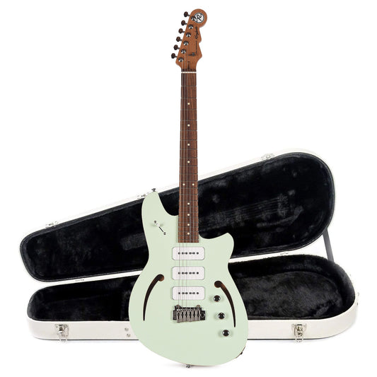 Reverend Kingbolt Air 390 Electric Guitar Iconic Blue and Teardrop Two Tone Case Bundle