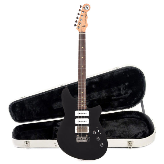Reverend Kingbolt H290 Electric Guitar Midnight Black and Teardrop Two Tone Case Bundle
