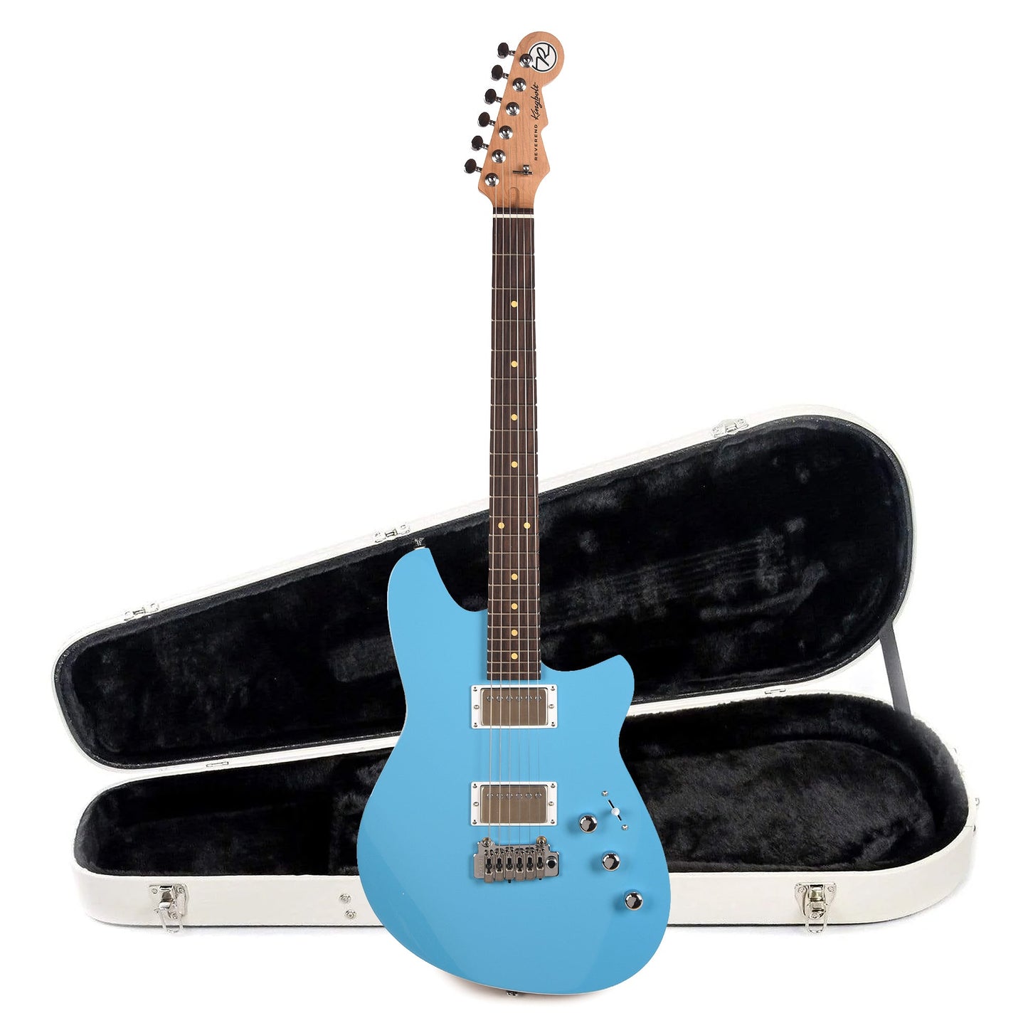 Reverend Kingbolt HH Electric Guitar Ohana Blue and Teardrop Two Tone Case Bundle