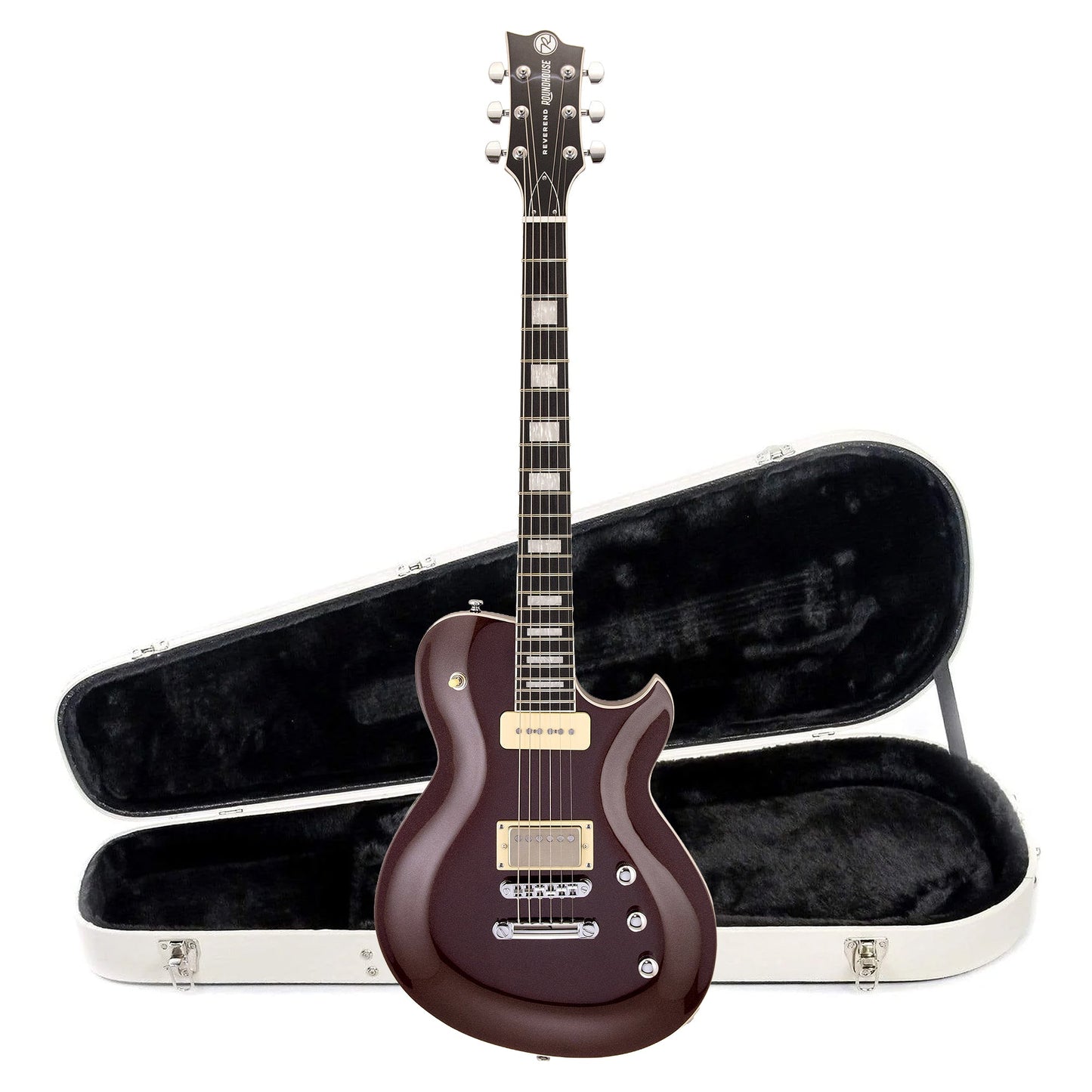Reverend Roundhouse H90 Electric Guitar Metallic Bronze and Teardrop Two Tone Case Bundle