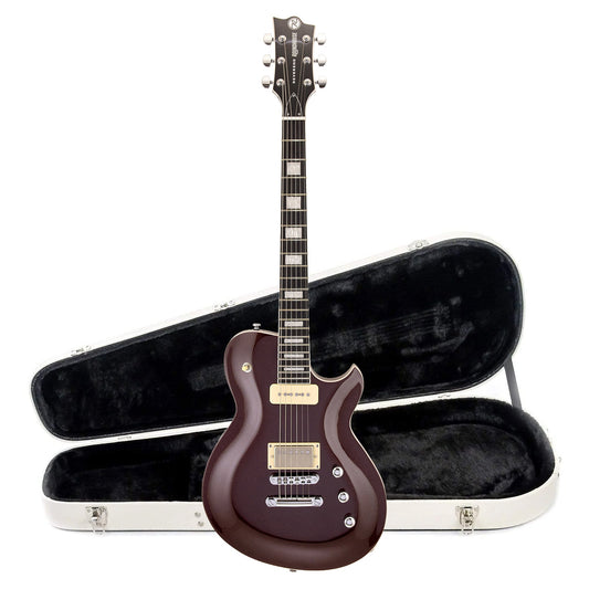 Reverend Roundhouse H90 Electric Guitar Metallic Bronze and Teardrop Two Tone Case Bundle