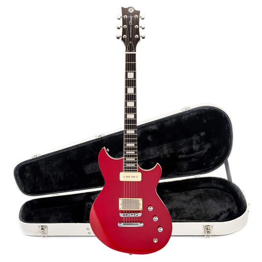 Reverend Sensei H90 Electric Guitar Metallic Cherry and Teardrop Two Tone Case Bundle