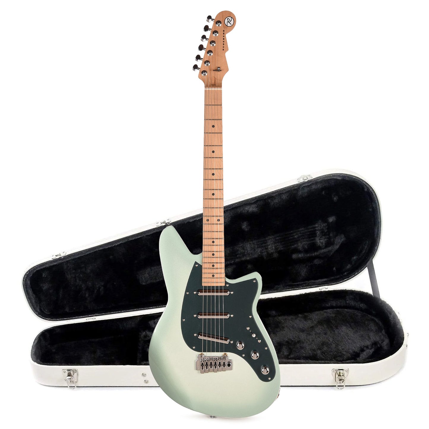 Reverend SPY Electric Guitar Alpine Pearl and Teardrop Two Tone Case Bundle