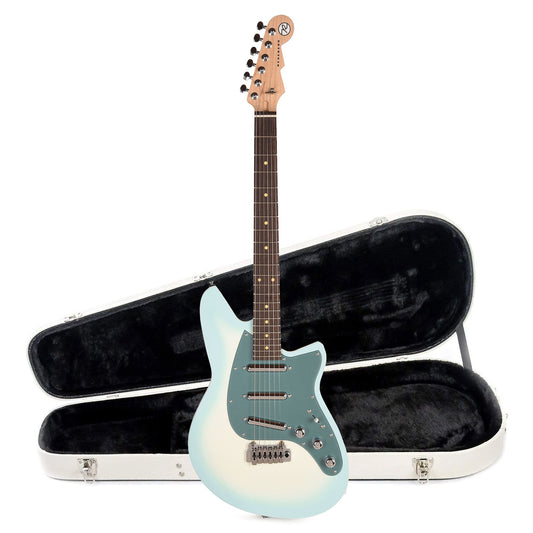 Reverend SPY Electric Guitar Chronic Blue Burst and Teardrop Two Tone Case Bundle