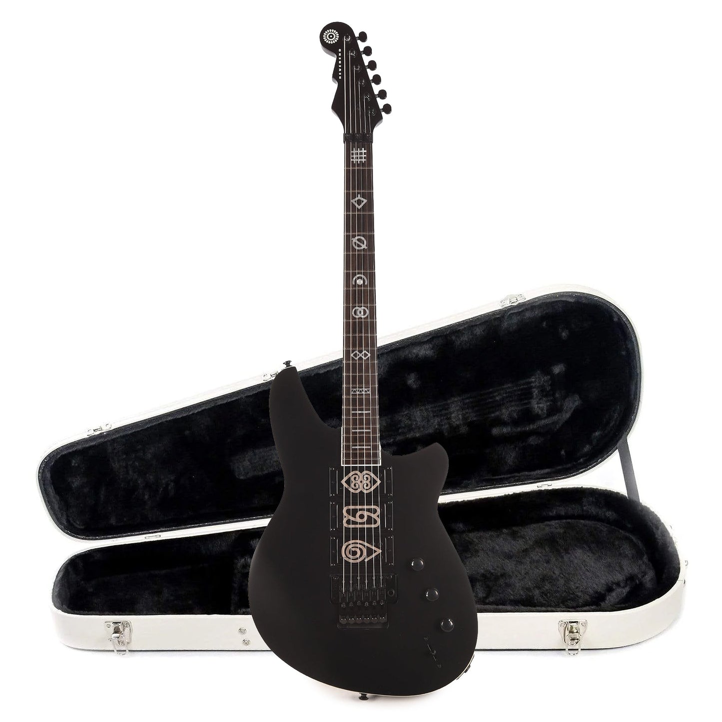 Reverend Vernon Reid Signature The Darque Midnight Black Electric Guitar and Teardrop Two Tone Case Bundle