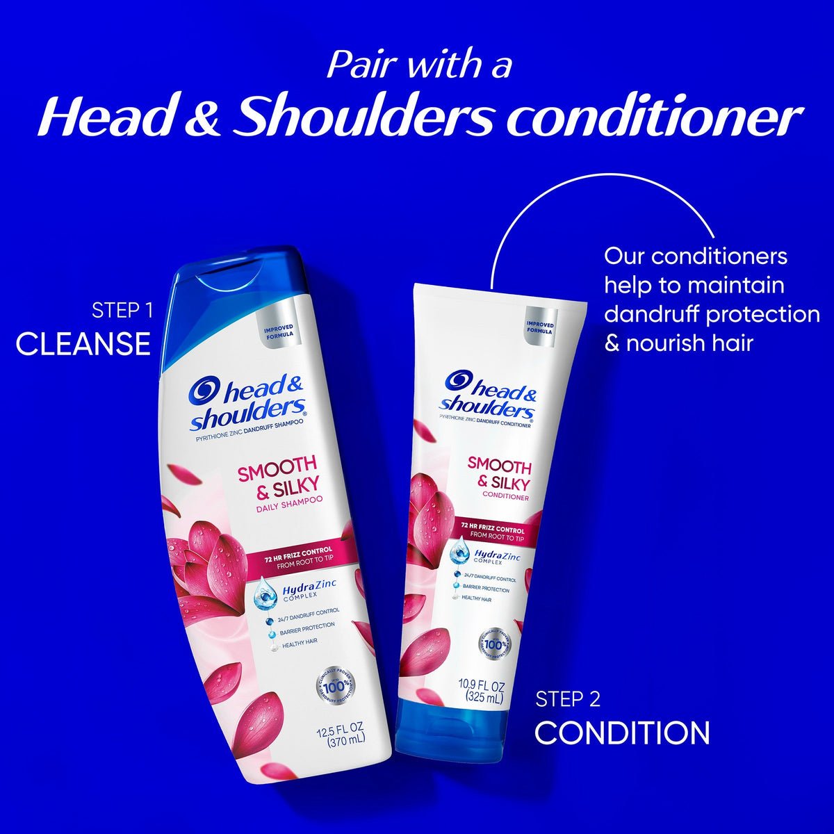 Smooth & Silky Dandruff Shampoo, 24/7 Dandruff Protection, with Zinc Pyrithione