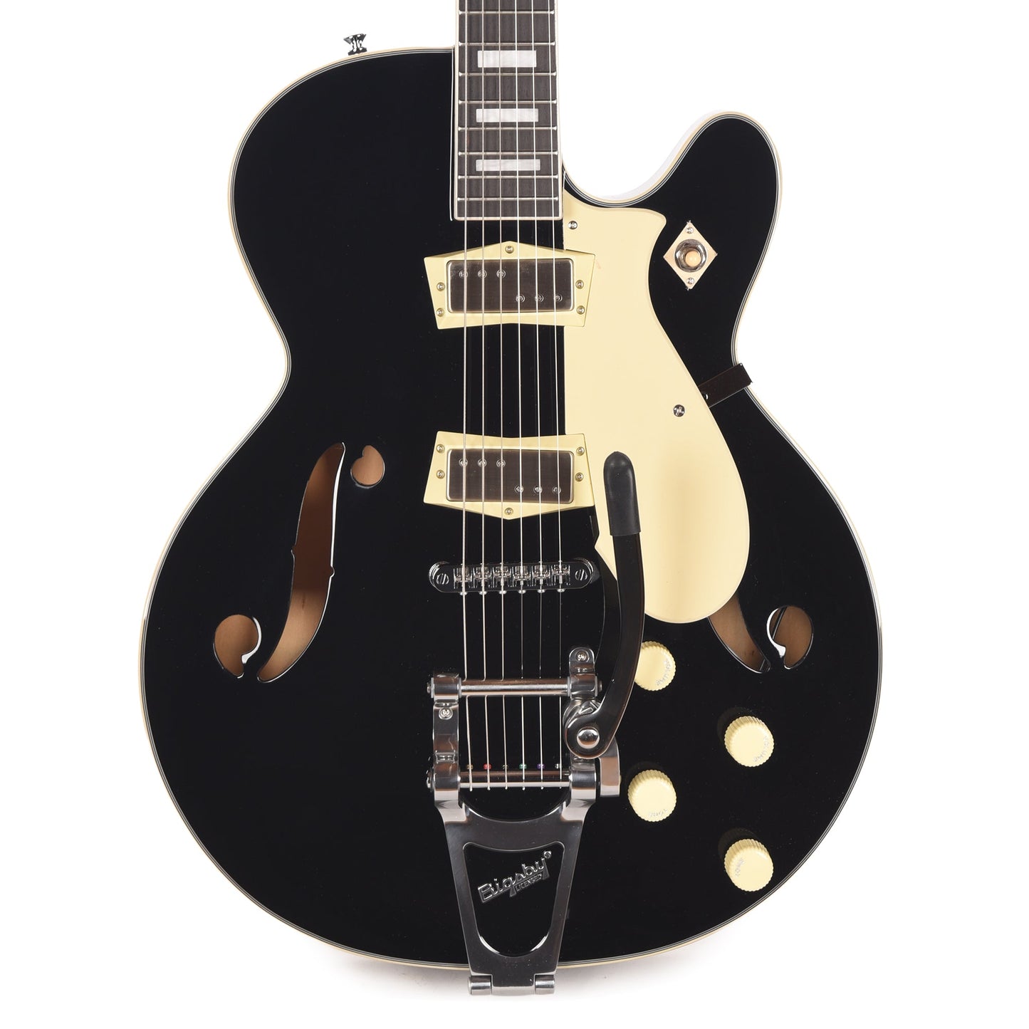 Silvertone 1446 VBK Single Cut Semi-Hollow Electric Guitar w/ Bigsby Vibrato Gloss Black