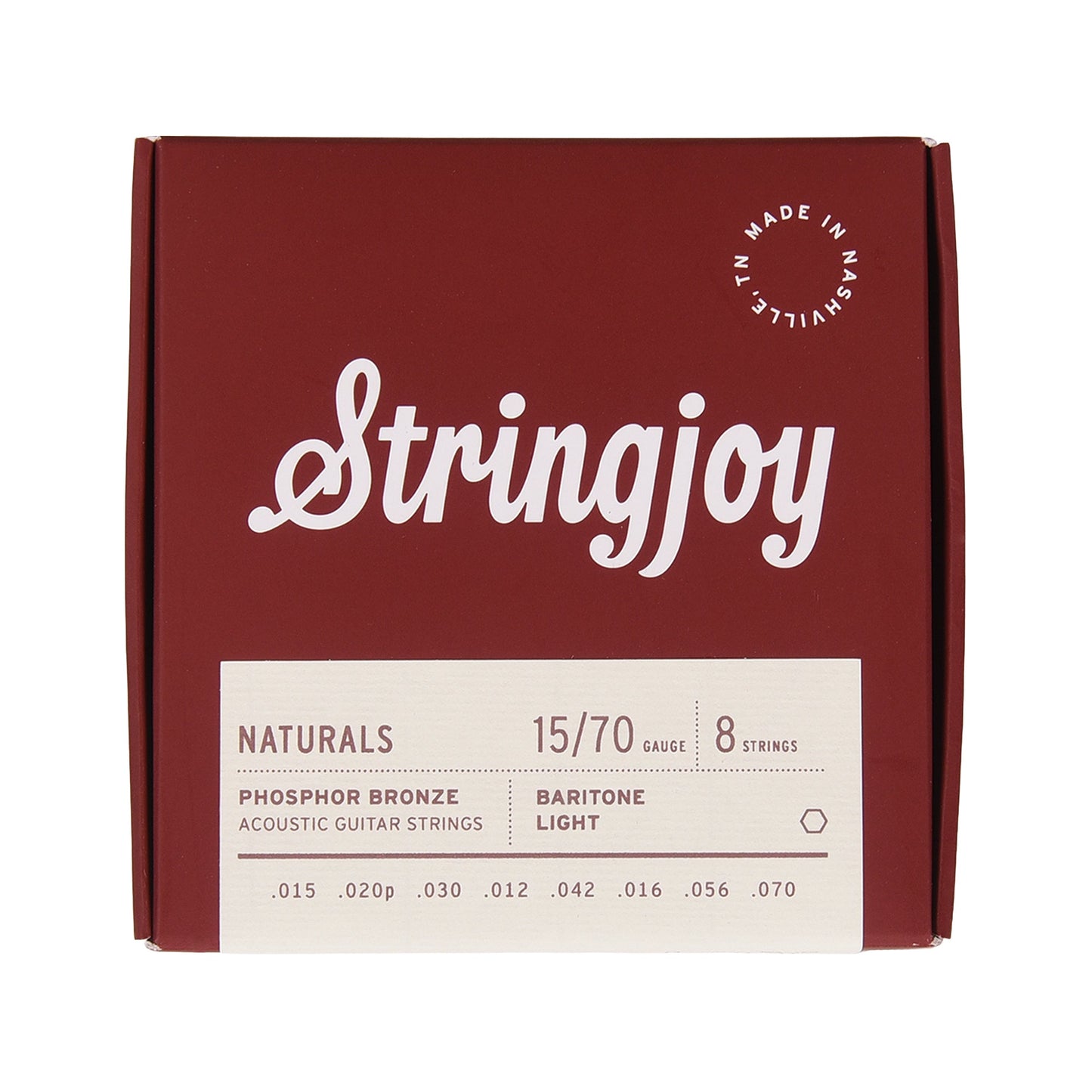 Stringjoy Naturals Baritone Gauge 15-70 8-String Phosphor Bronze Acoustic Guitar Strings