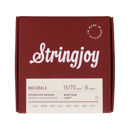 Stringjoy Naturals Baritone Gauge 15-70 8-String Phosphor Bronze Acoustic Guitar Strings