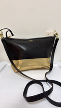 Fossil Black/Gold Leather Crossbody Bag, 10"x7"