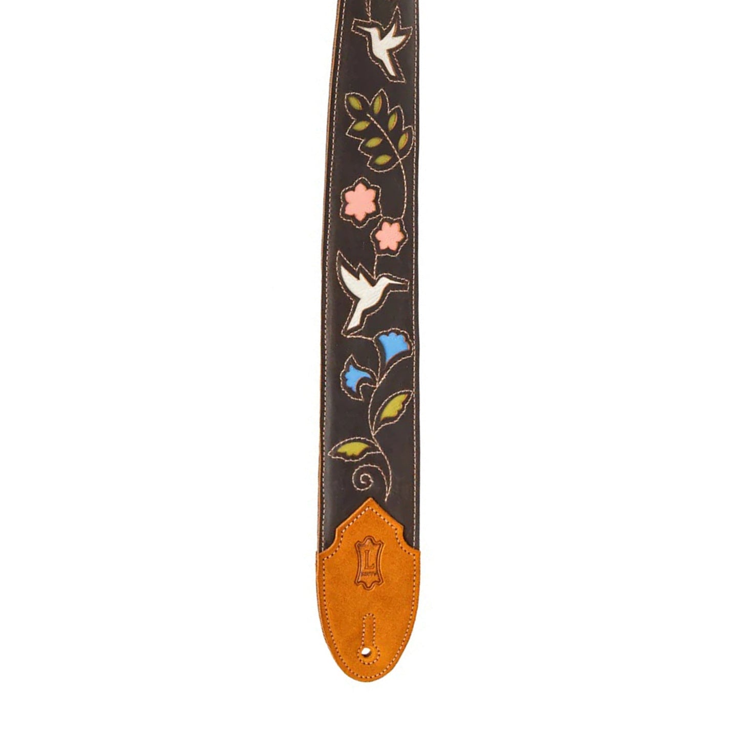 Levy's 2.5" Humming Bird Series Leather Guitar Strap Dark Brown