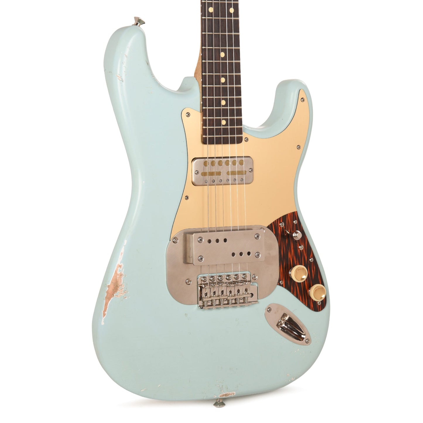 Waterslide S-Style Coodercaster Aged Sonic Blue Nitro w/ Mojo Lap Steel & Gold Foil Pickups