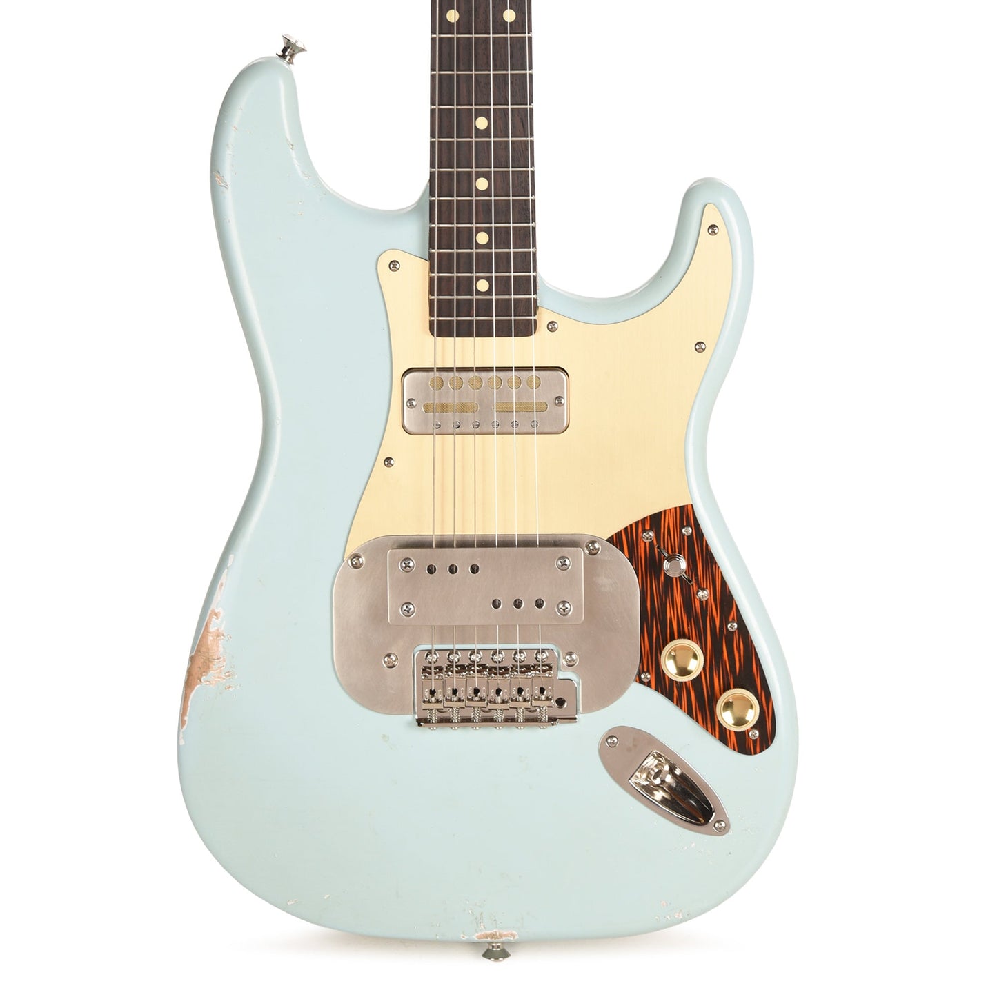 Waterslide S-Style Coodercaster Aged Sonic Blue Nitro w/ Mojo Lap Steel & Gold Foil Pickups