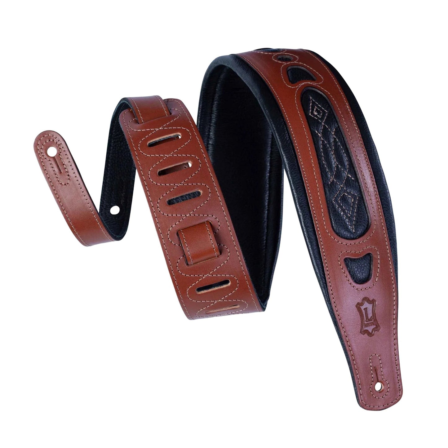 Levy's 3" Veg-Tan Leather Guitar Strap Walnut