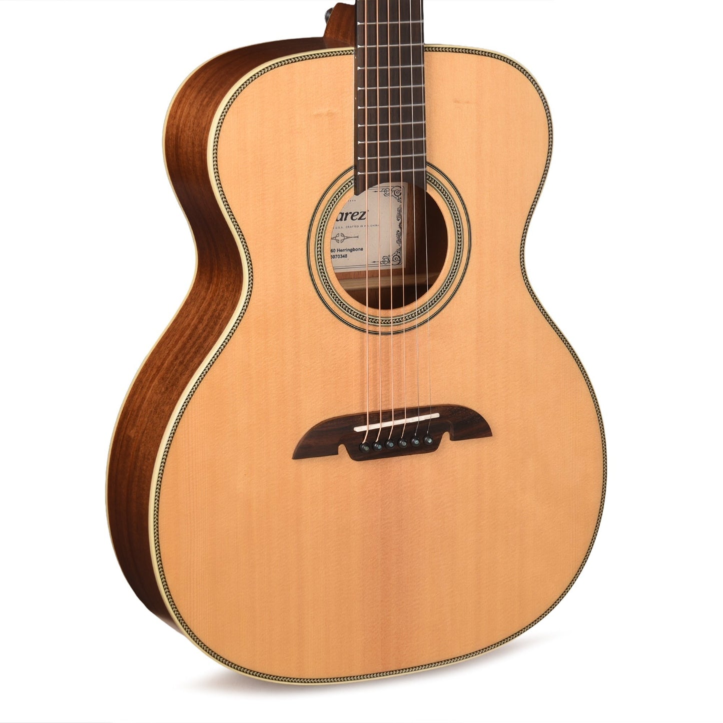 Alvarez AF60 Herringbone Folk/OM Acoustic Guitar Natural